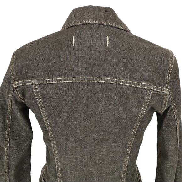 Gas Blue Jeans Jacket Womens Small Black Denim Button Up Pockets Stretch Cotton - Picture 10 of 16